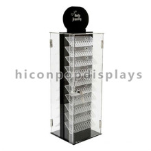 Acrylic Double-Side Fashion Store Display Case For Jewelry, Cheap Rotating Body Jewelry Display Cases